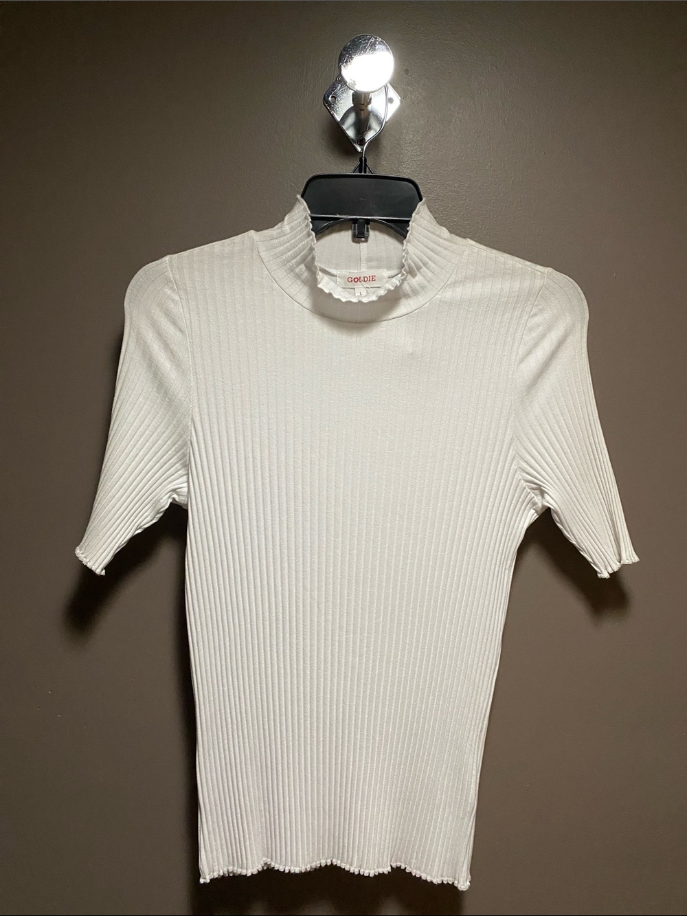 Goldie Cream Ribbed Mock-Neck Tee